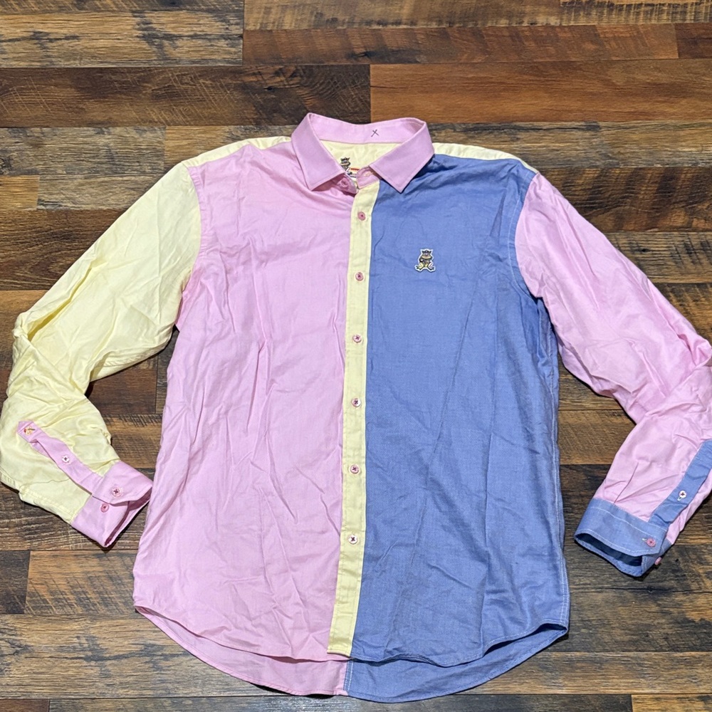 Eight X FROG Color‎ Block Shirt Men's Colorblock Shirt - Pink, Yellow, and Blue